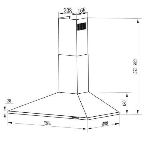 Okap kuchenny kominowy 60 cm Berdsen BT-214 czarny Okap kuchenny kominowy 60 cm Berdsen BT-214 czarny