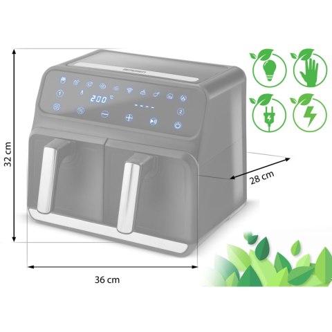 Frytkownica beztłuszczowa Air fryer BD-653 czarno-srebrna Frytkownica beztłuszczowa Air fryer BD-653 czarno-srebrna