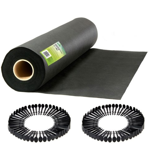 Agrowłóknina ogrodowa 1 m x 50 m + 50 szpilek Plonos - czarna Agrowłóknina ogrodowa 1 m x 50 m + 50 szpilek Plonos - czarna