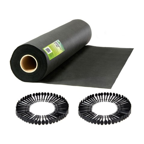 Agrowłóknina ogrodowa 1 m x 50 m + 50 szpilek Plonos - czarna Agrowłóknina ogrodowa 1 m x 50 m + 50 szpilek Plonos - czarna
