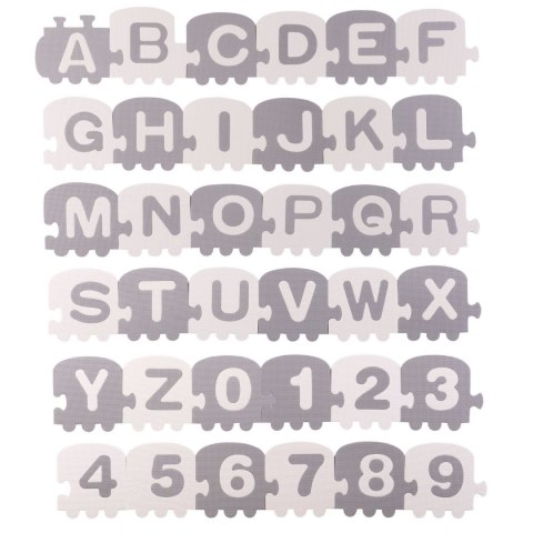 Duża mata piankowa, puzzle, pociąg, literki 36 szt Duża mata piankowa, puzzle, pociąg, literki 36 szt