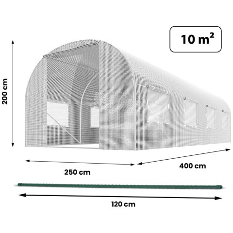 Tunel ogrodowy 2,5 x 4 m (10 m2) biały Plonos Tunel ogrodowy 2,5 x 4 m (10 m2) biały Plonos