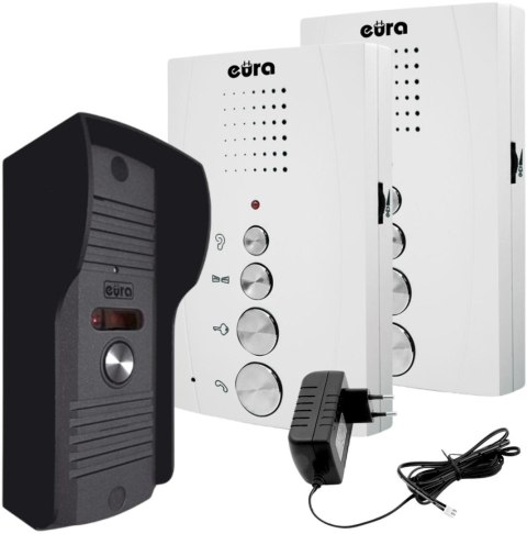 DOMOFON ''EURA'' ADP-51A3 ''DIFESA'' - 1-rodzinny, 2 unifony, interkom, biały DOMOFON ''EURA'' ADP-51A3 ''DIFESA'' - 1-rodzinny, 2 unifony, interkom, biały