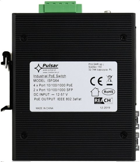 Switch przemysłowy ISFG64 PULSAR (4xPoE, 2xSFP) Switch przemysłowy ISFG64 PULSAR (4xPoE, 2xSFP)