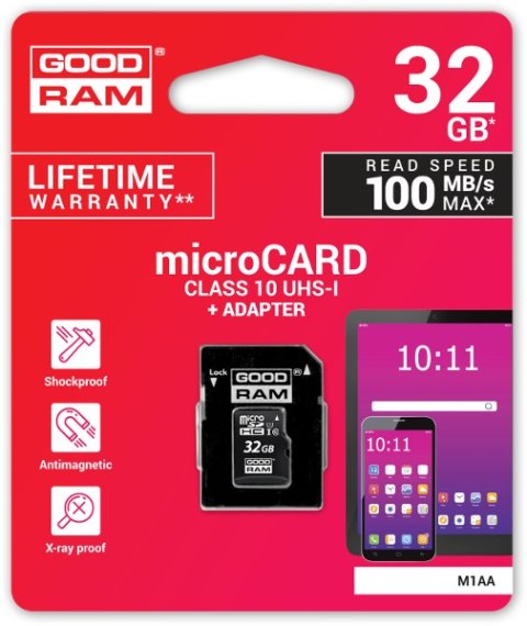 Karta pamięci microSD GOODRAM UHS-I 32GB Karta pamięci microSD GOODRAM UHS-I 32GB