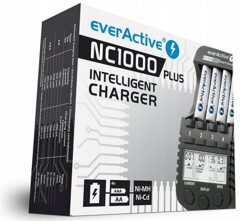 Ładowarka procesorowa do akumulatorków AA / AAA everActive NC-1000 PLUS Ładowarka procesorowa do akumulatorków AA / AAA everActive NC-1000 PLUS
