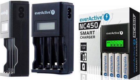 Ładowarka procesorowa do akumulatorków AA/AAA everActive NC-450 LCD Ładowarka procesorowa do akumulatorków AA/AAA everActive NC-450 LCD