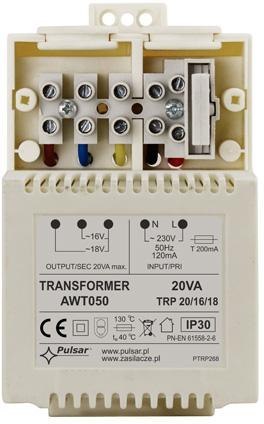 Transformator PULSAR AWT050 TRP 20VA/16V/18V Transformator PULSAR AWT050 TRP 20VA/16V/18V