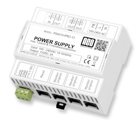 ACO PS45-15-PRO-13 Zasilacz video DIN 15V, 3A ACO PS45-15-PRO-13 Zasilacz video DIN 15V, 3A
