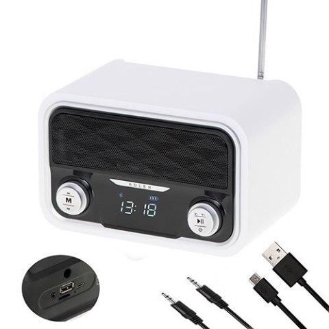 Adler | AD 1185 | Radio Bluetooth | Wejście AUX | Biały Adler | AD 1185 | Radio Bluetooth | Wejście AUX | Biały