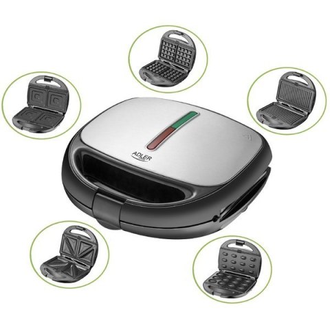 Adler | AD 3040 | Opiekacz do kanapek | 1200 W | Liczba talerzy 5 | Liczba ciastek 2 | Powłoka ceramiczna | Czarny Adler | AD 3040 | Opiekacz do kanapek | 1200 W | Liczba talerzy 5 | Liczba ciastek 2 | Powłoka ceramiczna | Czarny