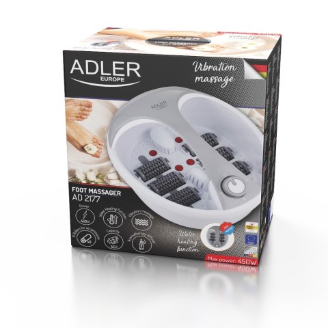 Adler | Masażer do stóp | AD 2177 | Gwarancja 24 miesiące | 450 W | Ilość akcesoriów w zestawie | Biały/Srebrny Adler | Masażer do stóp | AD 2177 | Gwarancja 24 miesiące | 450 W | Ilość akcesoriów w zestawie | Biały/Srebrny
