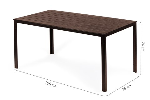 Stół ogrodowy 6-osobowy 156x78 cm polywood meble na taras brązowy Stół ogrodowy 6-osobowy 156x78 cm polywood meble na taras brązowy