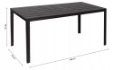 Stół ogrodowy 6-osobowy 156x78 cm polywood meble na taras czarny