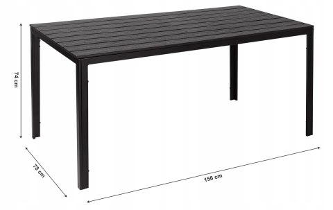 Stół ogrodowy 6-osobowy 156x78 cm polywood meble na taras czarny Stół ogrodowy 6-osobowy 156x78 cm polywood meble na taras czarny