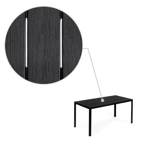Stół ogrodowy 6-osobowy 156x78 cm polywood meble na taras czarny Stół ogrodowy 6-osobowy 156x78 cm polywood meble na taras czarny