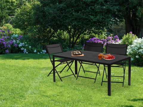 Stół ogrodowy 6-osobowy 156x78 cm polywood meble na taras czarny Stół ogrodowy 6-osobowy 156x78 cm polywood meble na taras czarny