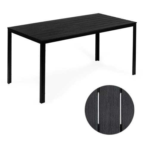 Stół ogrodowy 6-osobowy 156x78 cm polywood meble na taras czarny Stół ogrodowy 6-osobowy 156x78 cm polywood meble na taras czarny