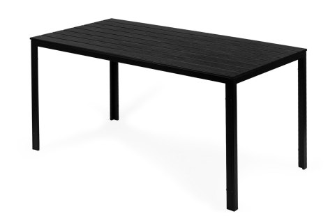 Stół ogrodowy 6-osobowy 156x78 cm polywood meble na taras czarny Stół ogrodowy 6-osobowy 156x78 cm polywood meble na taras czarny