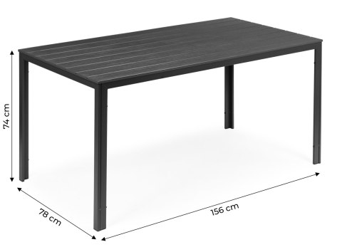 Stół ogrodowy 6-osobowy 156x78 cm polywood meble na taras szary Stół ogrodowy 6-osobowy 156x78 cm polywood meble na taras szary