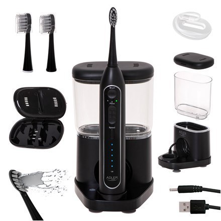Adler | Szczoteczka soniczna 2 w 1 do nitkowania wodą | AD 2180b | Akumulatorowa | Dla dorosłych | Liczba główek szczoteczki w z Adler | Szczoteczka soniczna 2 w 1 do nitkowania wodą | AD 2180b | Akumulatorowa | Dla dorosłych | Liczba główek szczoteczki w z