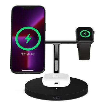 Belkin | Pro MagSafe 3w1 Wireless Charging Stand + zasilacz sieciowy | BOOST CHARGE Belkin | Pro MagSafe 3w1 Wireless Charging Stand + zasilacz sieciowy | BOOST CHARGE
