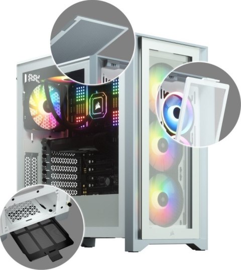 Corsair | Obudowa Mid-Tower ATX ze szkłem hartowanym | iCUE 4000X RGB | Okno boczne | Mid-Tower | Biały | Zasilacz w zestawie Ni Corsair | Obudowa Mid-Tower ATX ze szkłem hartowanym | iCUE 4000X RGB | Okno boczne | Mid-Tower | Biały | Zasilacz w zestawie Ni