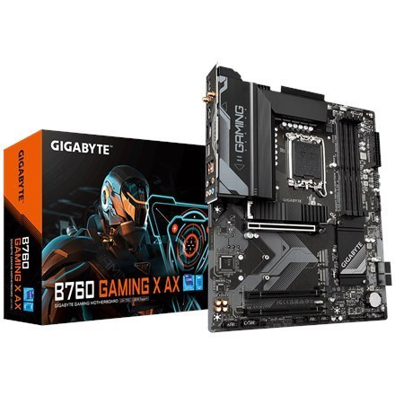 Gigabyte | B760 GAMING X AX 1.1 M/B | Rodzina procesorów Intel | Gniazdo procesora LGA1700 | DDR5 DIMM | Gniazda pamięci 4 | Obs Gigabyte | B760 GAMING X AX 1.1 M/B | Rodzina procesorów Intel | Gniazdo procesora LGA1700 | DDR5 DIMM | Gniazda pamięci 4 | Obs