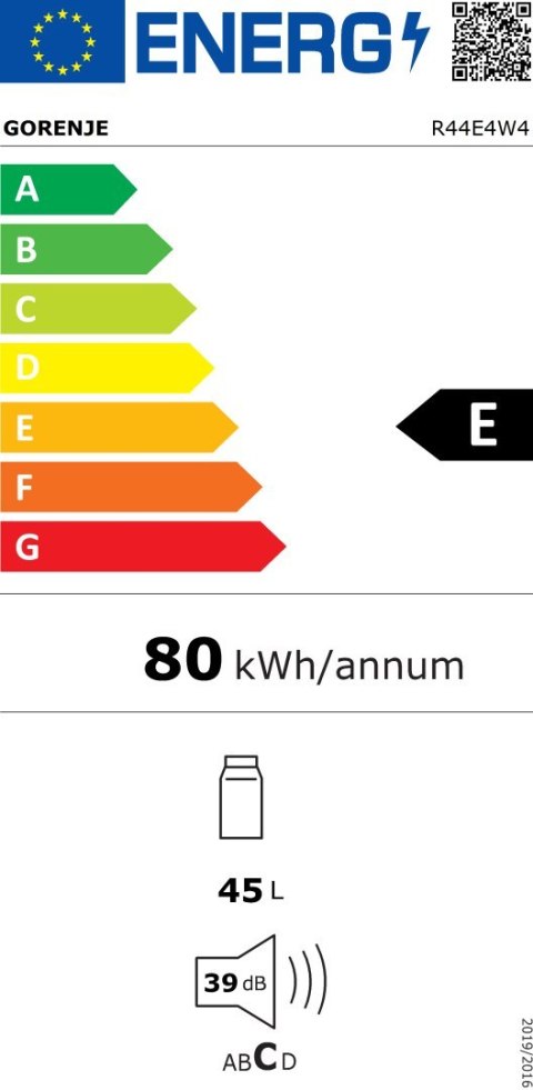 Gorenje Refrigerator | R44E4W4 | Energy efficiency class E | Free standing | Larder | Height 50 cm | Fridge net capacity 45 L | Gorenje Refrigerator | R44E4W4 | Energy efficiency class E | Free standing | Larder | Height 50 cm | Fridge net capacity 45 L |