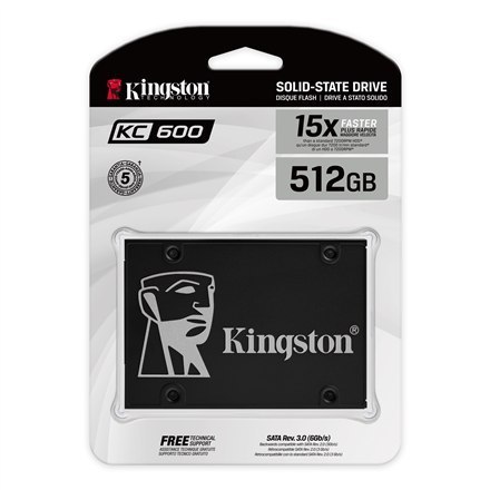 Kingston | KC600 | 512 GB | SSD form factor 2.5" | SSD interface SATA | Read speed 550 MB/s | Write speed 520 MB/s Kingston | KC600 | 512 GB | SSD form factor 2.5" | SSD interface SATA | Read speed 550 MB/s | Write speed 520 MB/s