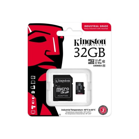 Kingston | UHS-I | 32 GB | Karta przemysłowa microSDHC/SDXC | Klasa pamięci flash Class 10, UHS-I, U3, V30, A1 Kingston | UHS-I | 32 GB | Karta przemysłowa microSDHC/SDXC | Klasa pamięci flash Class 10, UHS-I, U3, V30, A1