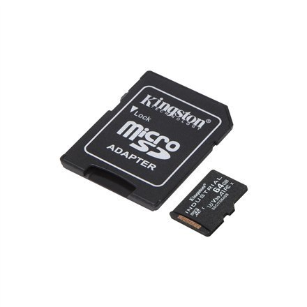 Kingston UHS-I | 64 GB | Karta przemysłowa microSDHC/SDXC | Klasa pamięci Flash Class 10, UHS-I, U3, V30, A1 | Adapter SD Kingston UHS-I | 64 GB | Karta przemysłowa microSDHC/SDXC | Klasa pamięci Flash Class 10, UHS-I, U3, V30, A1 | Adapter SD