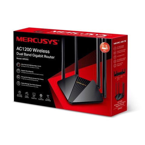 Mercusys | Bezprzewodowy dwuzakresowy router gigabitowy AC1200 | MR30G | 802.11ac | 867+300 Mbit/s | Mbit/s | Porty Ethernet LAN Mercusys | Bezprzewodowy dwuzakresowy router gigabitowy AC1200 | MR30G | 802.11ac | 867+300 Mbit/s | Mbit/s | Porty Ethernet LAN