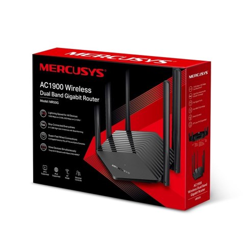 Mercusys | Bezprzewodowy dwuzakresowy router gigabitowy AC1900 | MR50G | 802.11ac | 600+1300 Mbit/s | 10/100/1000 Mbit/s | Porty Mercusys | Bezprzewodowy dwuzakresowy router gigabitowy AC1900 | MR50G | 802.11ac | 600+1300 Mbit/s | 10/100/1000 Mbit/s | Porty