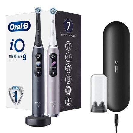 Oral-B | iO 9 Seria Duo | Elektryczna szczoteczka do zębów | Ładowana | Dla dorosłych | Kolor czarny onyks/róż | Liczba głowic w Oral-B | iO 9 Seria Duo | Elektryczna szczoteczka do zębów | Ładowana | Dla dorosłych | Kolor czarny onyks/róż | Liczba głowic w