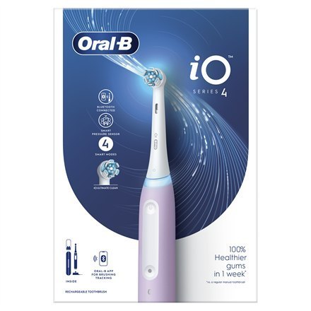 Oral-B | iO4 | Elektryczna szczoteczka do zębów | Akumulatorowa | Dla dorosłych | Fioletowa | Liczba głowic: 1 | Liczba trybów s Oral-B | iO4 | Elektryczna szczoteczka do zębów | Akumulatorowa | Dla dorosłych | Fioletowa | Liczba głowic: 1 | Liczba trybów s