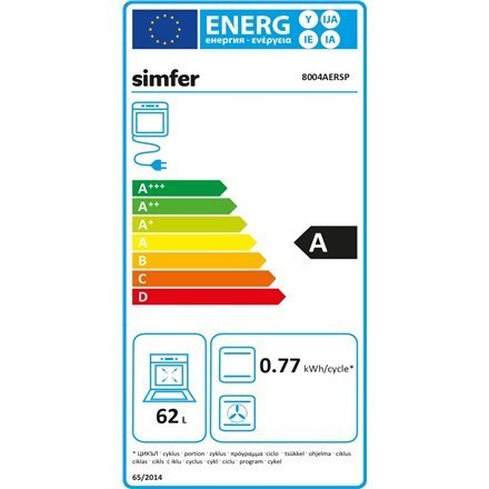 Simfer | 8004AERSP | Piekarnik | 62 L | Elektryczny | Ręczny | Sterowanie mechaniczne | Wysokość 60 cm | Szerokość 60 cm | Czarn Simfer | 8004AERSP | Piekarnik | 62 L | Elektryczny | Ręczny | Sterowanie mechaniczne | Wysokość 60 cm | Szerokość 60 cm | Czarn