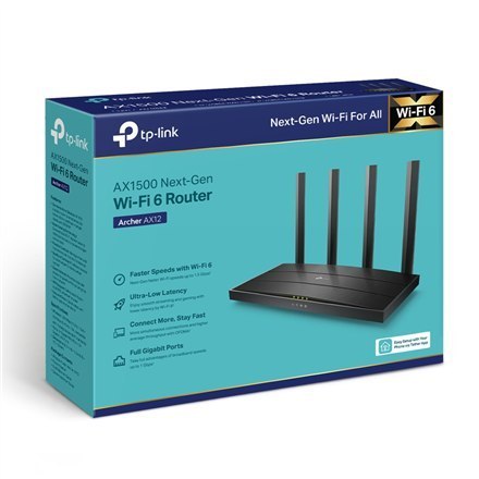 TP-LINK | Router Wi-Fi 6 | Archer AX12 | 802.11ax | 300+1201 Mbit/s | 10/100/1000 Mbit/s | Porty Ethernet LAN (RJ-45) 3 | Obsług TP-LINK | Router Wi-Fi 6 | Archer AX12 | 802.11ax | 300+1201 Mbit/s | 10/100/1000 Mbit/s | Porty Ethernet LAN (RJ-45) 3 | Obsług