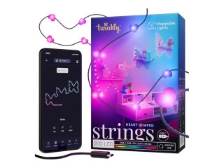 Twinkly Candies 200 diod LED RGB w kształcie serca, zielony przewód, USB-C|Twinkly
