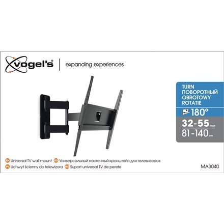 Vogels | Uchwyt ścienny | MA3040-A1 | Pełen ruch | 32-65 cali | Maksymalne obciążenie 25 kg | Czarny Vogels | Uchwyt ścienny | MA3040-A1 | Pełen ruch | 32-65 cali | Maksymalne obciążenie 25 kg | Czarny