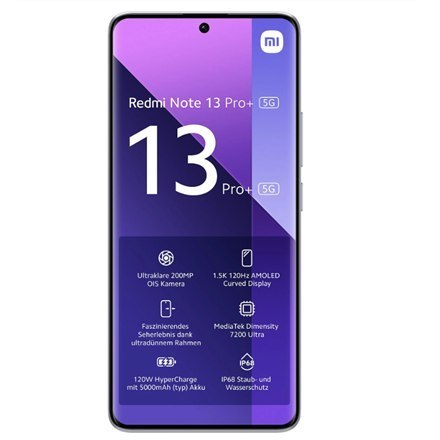 Xiaomi Note 13 Pro+ w kolorze Aurora Purple, 6.67", AMOLED, 1220 x 2712 pikseli, z procesorem Mediatek Dimensity 7200 Ultra, 12 Xiaomi Note 13 Pro+ w kolorze Aurora Purple, 6.67", AMOLED, 1220 x 2712 pikseli, z procesorem Mediatek Dimensity 7200 Ultra, 12