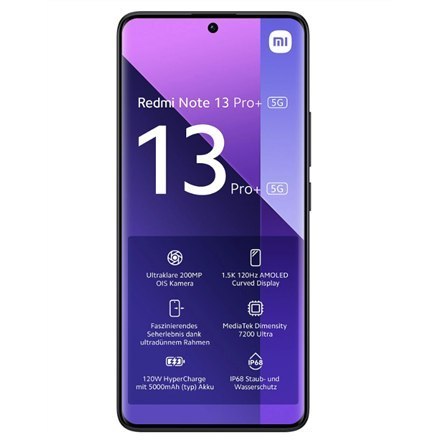 Xiaomi Redmi Note 13 Pro+ | Czarny | 6.67" AMOLED | 1220 x 2712 pikseli | Mediatek Dimensity 7200 Ultra | 12 GB RAM | 512 GB | D Xiaomi Redmi Note 13 Pro+ | Czarny | 6.67" AMOLED | 1220 x 2712 pikseli | Mediatek Dimensity 7200 Ultra | 12 GB RAM | 512 GB | D