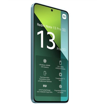 Xiaomi Redmi Note 13 Pro - Ocean Teal Smartphone z ekranem AMOLED 6.67", Qualcomm Snapdragon 7s Gen 2, 8 GB RAM, 256 GB, Dual SI Xiaomi Redmi Note 13 Pro - Ocean Teal Smartphone z ekranem AMOLED 6.67", Qualcomm Snapdragon 7s Gen 2, 8 GB RAM, 256 GB, Dual SI