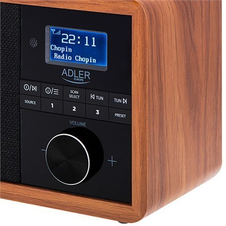 Adler | AD 1184 | Radio DAB+ Bluetooth | Czarny/brązowy | Funkcja alarmu Adler | AD 1184 | Radio DAB+ Bluetooth | Czarny/brązowy | Funkcja alarmu