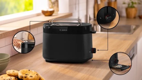 Bosch Compact Toaster | TAT2M123 MyMoment | Power 950 W | Number of slots 2 | Housing material Plastic | Black Bosch Compact Toaster | TAT2M123 MyMoment | Power 950 W | Number of slots 2 | Housing material Plastic | Black