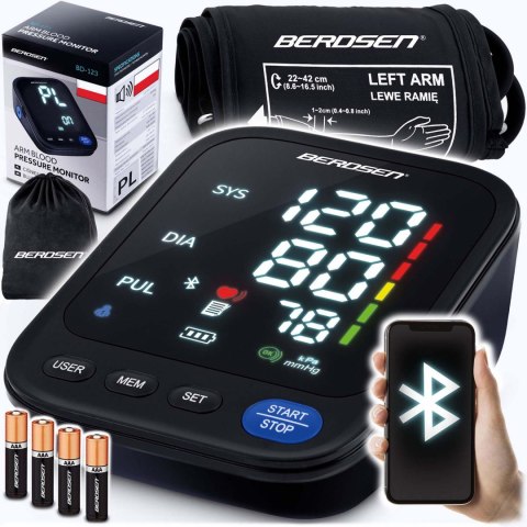 Ciśnieniomierz naramienny z polskimi komunikatami i bluetooth BD-123 Berdsen Ciśnieniomierz naramienny z polskimi komunikatami i bluetooth BD-123 Berdsen
