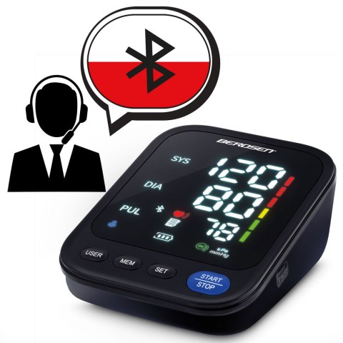 Ciśnieniomierz naramienny z polskimi komunikatami i bluetooth BD-123 Berdsen Ciśnieniomierz naramienny z polskimi komunikatami i bluetooth BD-123 Berdsen