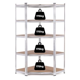 Regał magazynowy narożny 180x90x40 cm stal galwanizowana 5 półek 875 kg ModernHome
