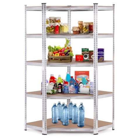Regał magazynowy narożny 180x90x40 cm stal galwanizowana 5 półek 875 kg ModernHome Regał magazynowy narożny 180x90x40 cm stal galwanizowana 5 półek 875 kg ModernHome