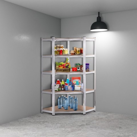 Regał magazynowy narożny 180x90x40 cm stal galwanizowana 5 półek 875 kg ModernHome Regał magazynowy narożny 180x90x40 cm stal galwanizowana 5 półek 875 kg ModernHome
